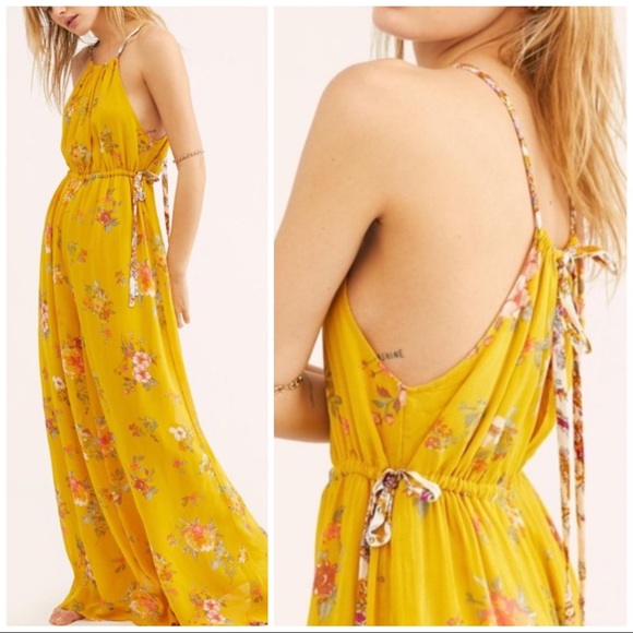 Free People Pants - FREE PEOPLE YELLOW FLORAL JUMPSUIT